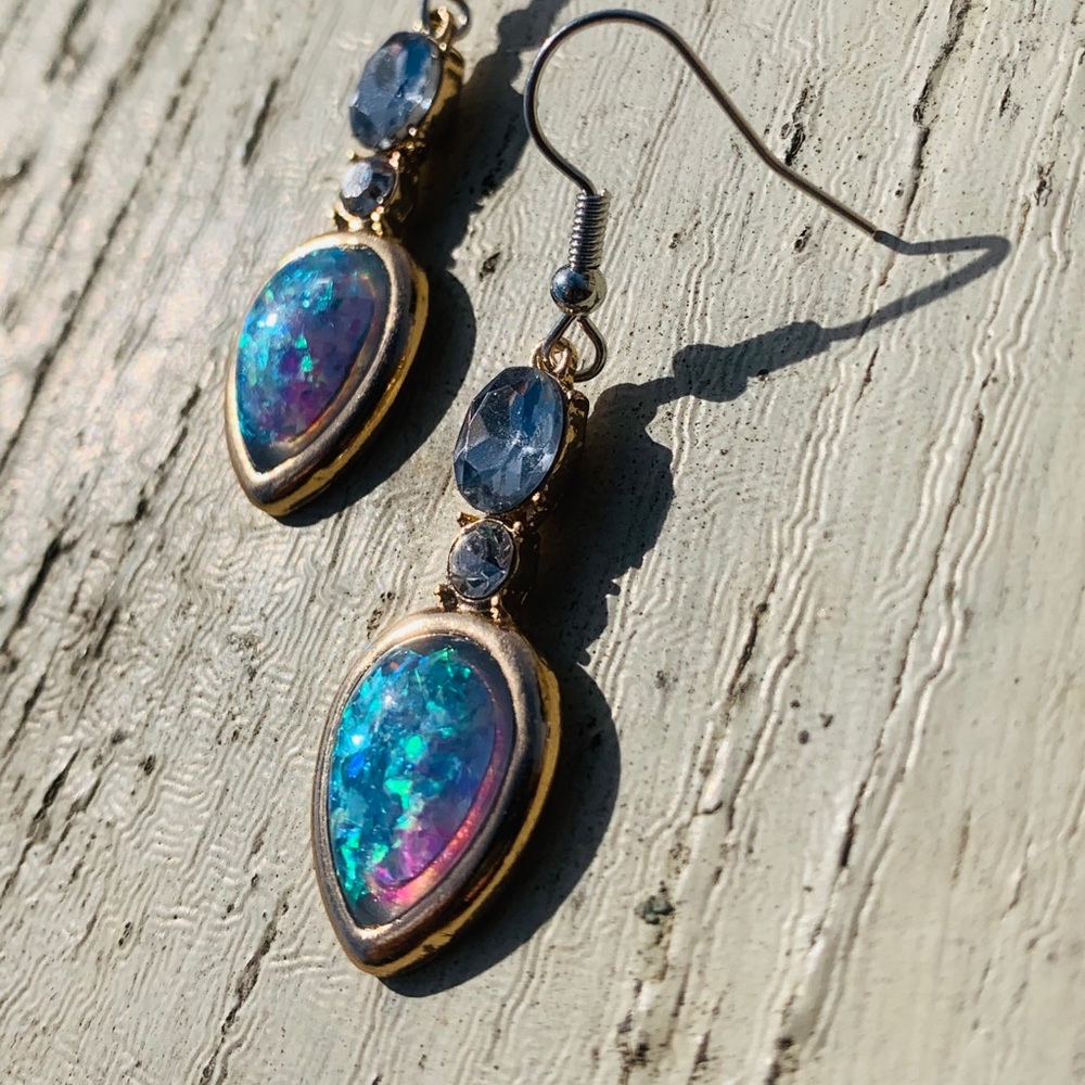 Gold opal earrings